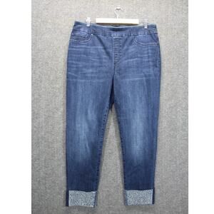 Chicos Stone Cuff Pull-On Jeggings Ankle Size 2.5/14R Blue Pull On NEW